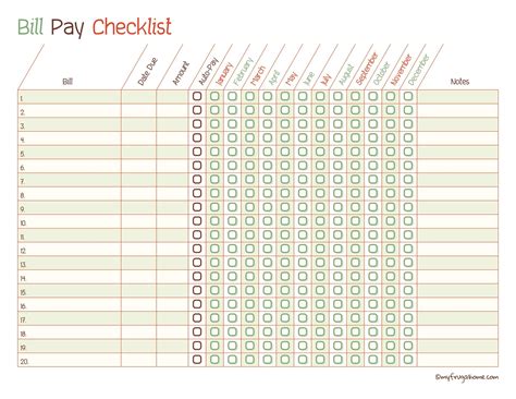 33 Free Bill Pay Checklists & Bill Calendars (PDF, Word & Excel) | Bill pay checklist, Bill ...