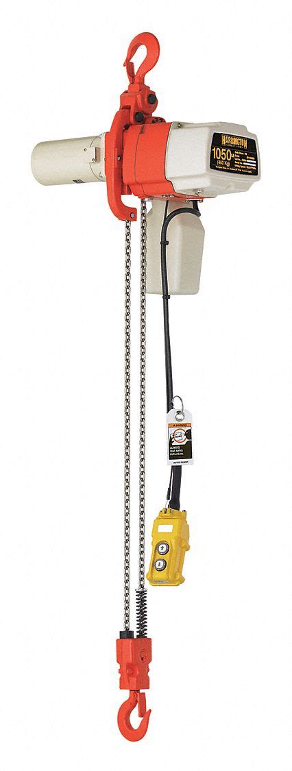 HARRINGTON H3 Electric Chain Hoist, 1,050 lb Load Capacity, 120V, 20 ft Hoist Lift, 22/6 fpm ...