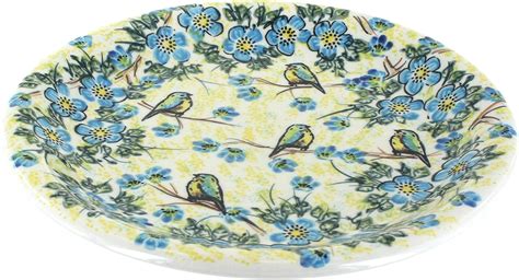 Amazon.com | Blue Rose Polish Pottery Bluebird Garden Dinner Plate ...