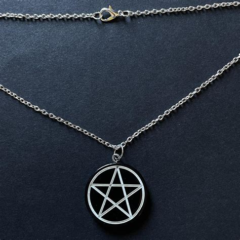 Black Pentagram Chain Necklace 🦇 Made From... - Depop