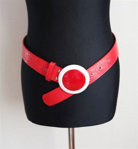 Vintage Women's Red Faux Leather Belt Red Waist Belt Red | Etsy | Faux ...