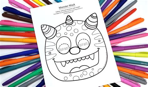 Monster Mask Free Printable Colouring Page | Art With Crystal