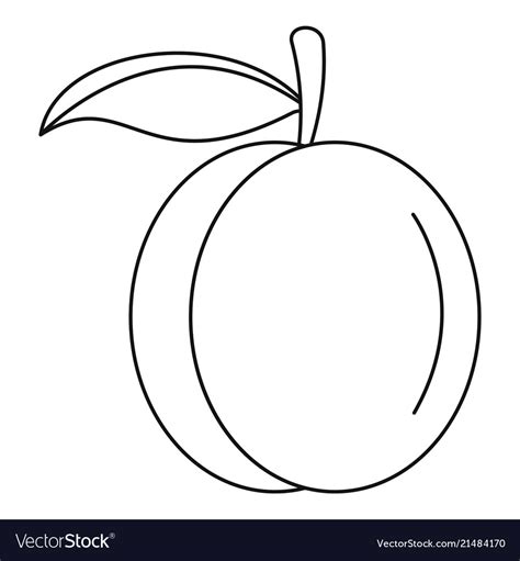 Whole peach icon outline style Royalty Free Vector Image