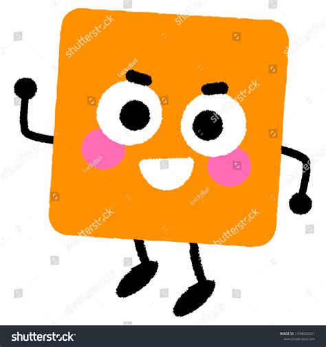 Vector Orange Square Cartoon Character Smiling Stock Vector (Royalty ...