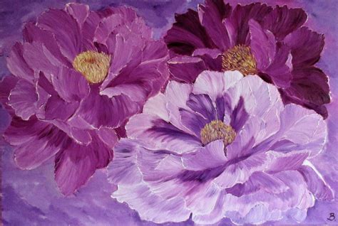 Peony Painting Floral Art Flower Painting Purple - Etsy | Peony painting, Purple painting ...