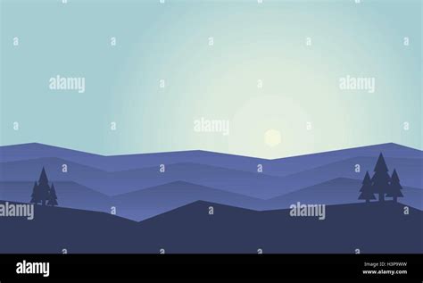 Silhouette of hill vector flat at sunset Stock Vector Image & Art - Alamy