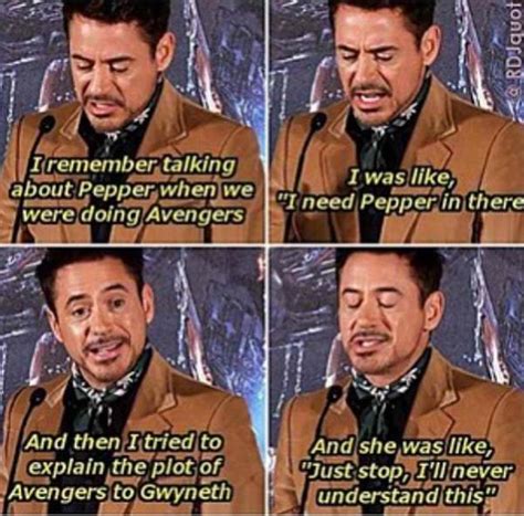 I love that the only reason Pepper was in The Avengers is because Robert wanted her to be ...