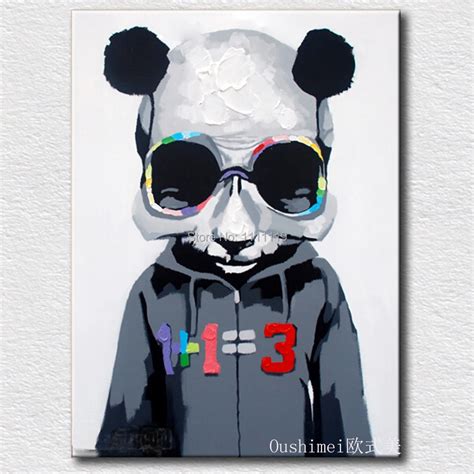 New Panda Paintings Hand Painted Picture On Canvas Modern Wall Art ...