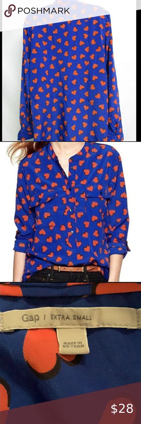 GAP orange and blue blouse | Blue blouse, Blouse, Clothes design