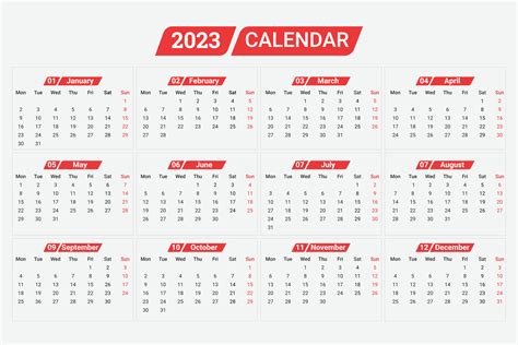 2023 new year clean calendar template 12763279 Vector Art at Vecteezy