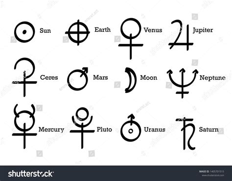 Alchemical symbols icons set alchemy elements pictogram. Sun, Earth and Planets Symbols ...