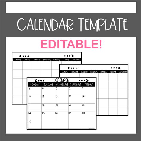 Editable And Printable Calendar