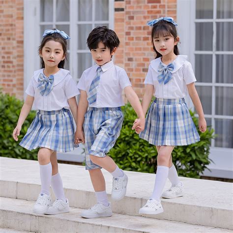 Children Blue plaid jk stage performance kids boys girls school ...