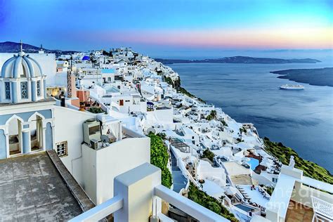 Pastel Santorini Caldera View at Sunset - Santorini, Greece Photograph ...