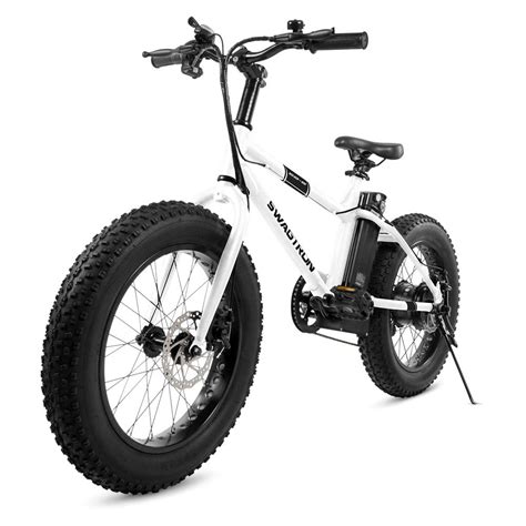 Swagtron EB6 Bandit Ebike Fat Tire Electric Bike 350W High-speed with Power Assist, Dual Disc ...