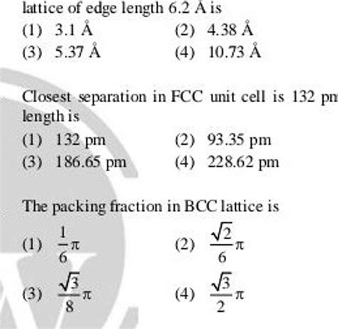 The packing fraction in BCC lattice is | Filo