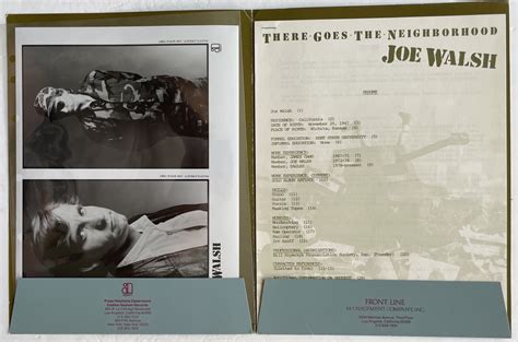 JOE WALSH - Neighborhood Press Kit w/Custom Cover - Beatle Memories