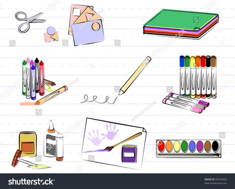 School Art Supplies Group School Art Stock Vector (Royalty Free) 69754552