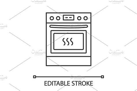 Kitchen stove linear icon | Kitchen stove, Line illustration, Stove