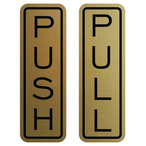 All Quality Classic Vertical Push Pull Door Sign (Brushed Gold ...