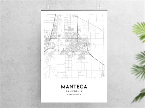 Manteca Map Print Manteca Map Poster Wall Art Ca City Map | Etsy