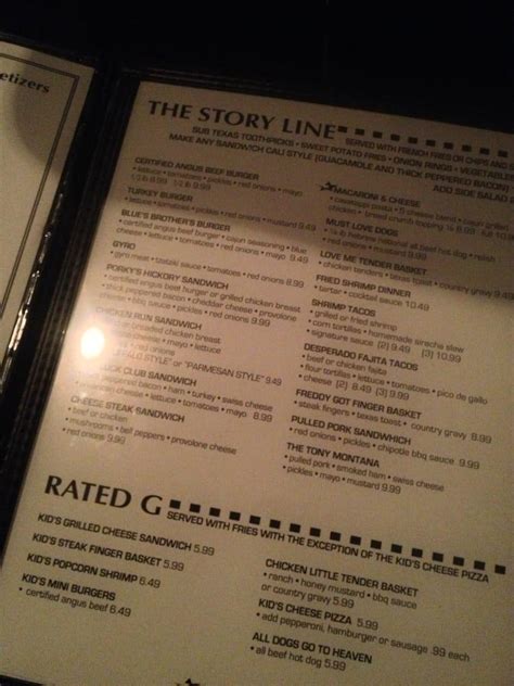 Menu at Star Cinema Grill pub & bar, Missouri City