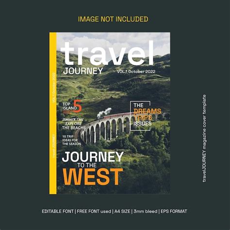 Premium Vector | Travel Magazine Cover Template