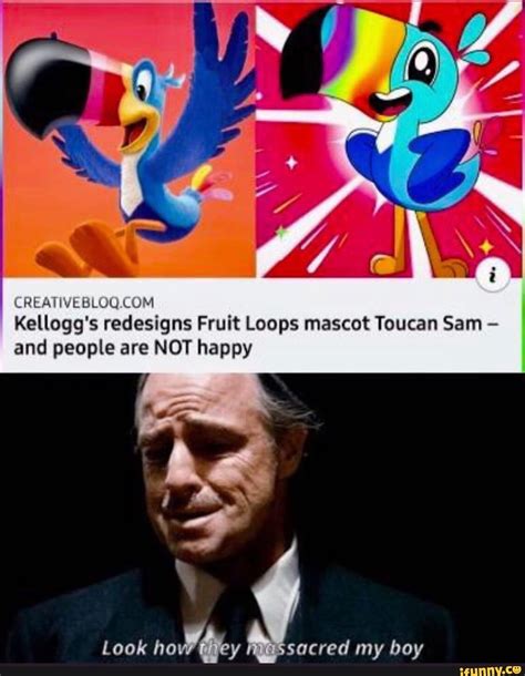 CREATIVEBLOQ.COM Kellogg's redesigns Fruit Loops mascot Toucan Sam and people are NOT happy - iFunny