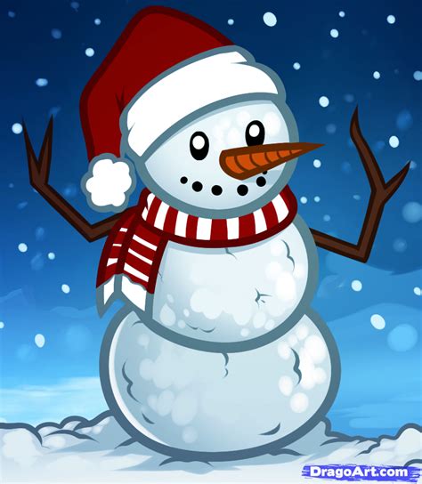 How to Draw a Christmas Snowman … | Christmas drawing, Christmas ...