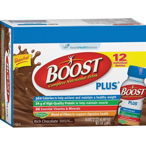 Amazon.com : Boost Plus Chocolate Ready To Drink, 8 fl oz bottles, Pack ...