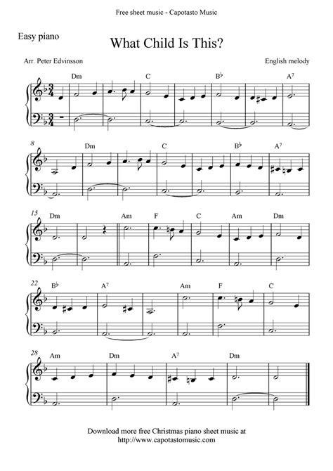 Free Sheet Music Scores: Free Christmas piano sheet music, What Child Is This? | Sheet music ...