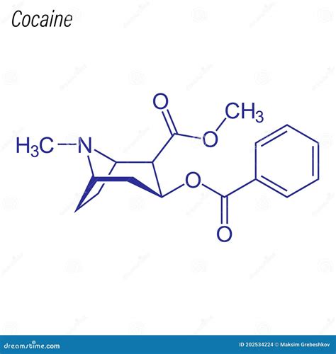 Vector Skeletal Formula of Cocaine. Drug Chemical Molecule Stock ...