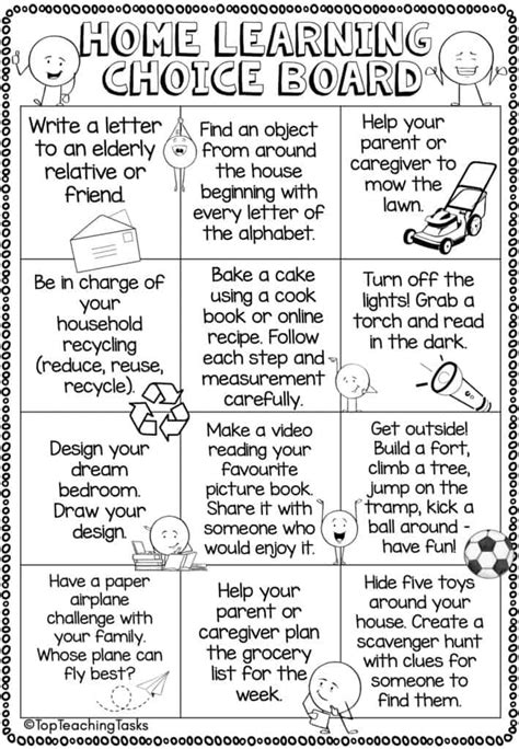 Home Learning Choice Boards - Top Teaching Tasks