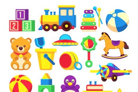 Kids toys cartoon vector icons collection By Microvector | TheHungryJPEG