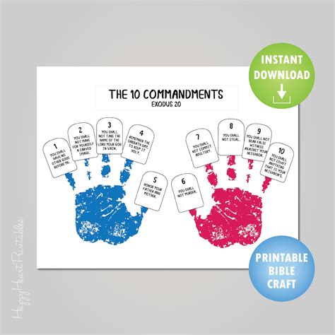 10 Commandments Handprint Craft Printable - Etsy