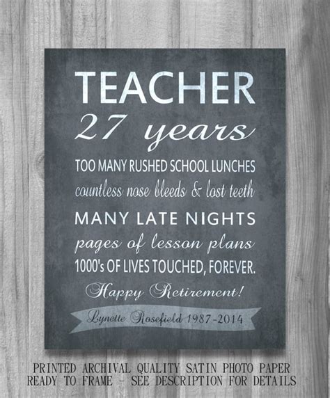 Teacher RETIREMENT Gift Personalized Inpirational Print