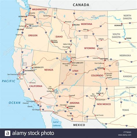 Map Western Usa States Interstate Of At North West Printable ...