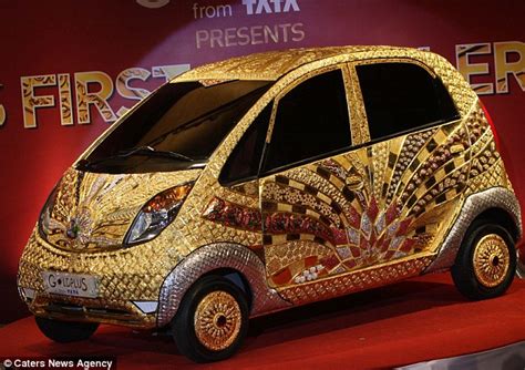 Tata Nano gold: World's cheapest new car coated in £3m of gold, silver and gems | Daily Mail Online