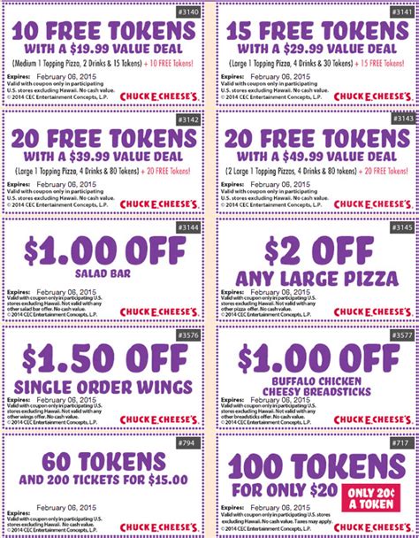 Chuck E Cheese Printable Coupons September 2018 + Free Tokens and Tickets