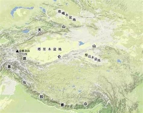 昆仑山地图,天山山脉详细,阿尔金山脉_大山谷图库