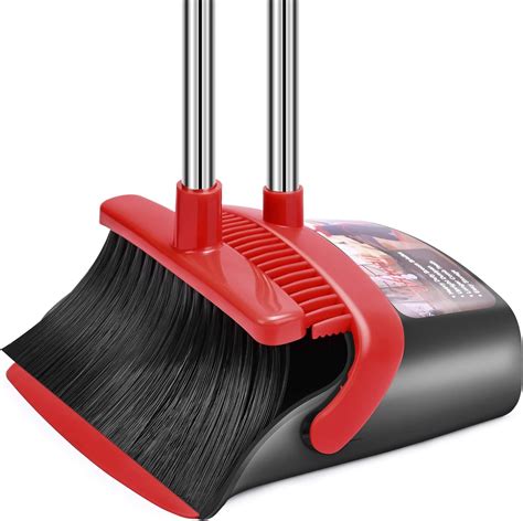 Buy Broom and Dustpan Set, Dust Pan and Broom Combo for Floor Cleaning Dustpan with Teeth for ...