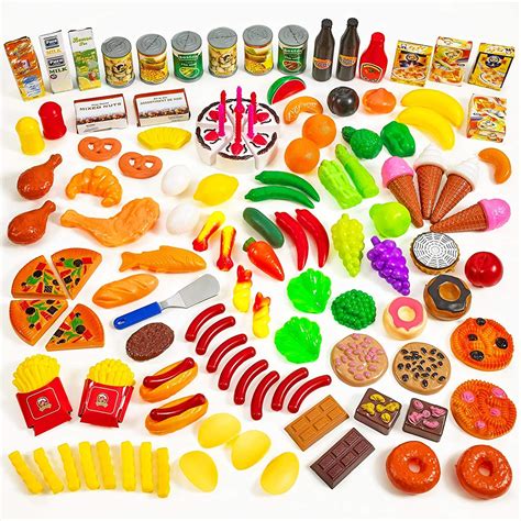 Buy MEDca Kids Play Food Set - 130 Piece Pretend Play Food Collection - Assorted Fake Food Set ...