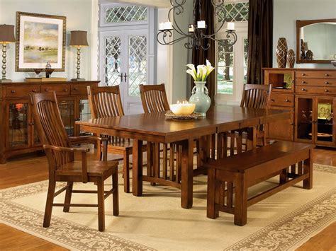 Laurelhurst Solid Oak Mission table with 4 side chairs and 2 arm chairs | Oak dining sets ...