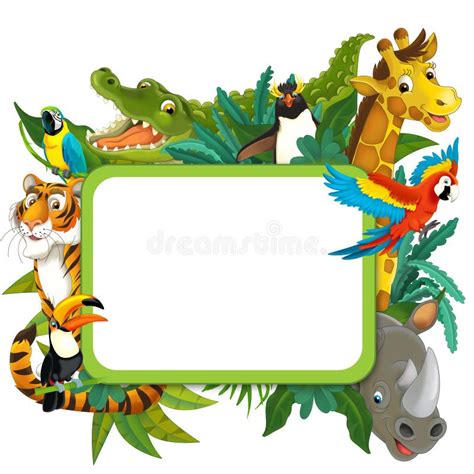 Banner - Frame - Border - Jungle Safari Theme - Illustration For The Children Stock Illustration ...