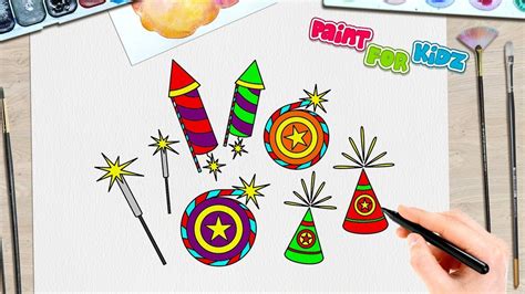 How to draw Diwali Crackers | Simple & Easy | Paint For Kidz - YouTube