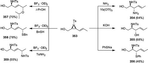 Nucleophilic ring opening of vinyl aziridine 353 via... | Download Scientific Diagram