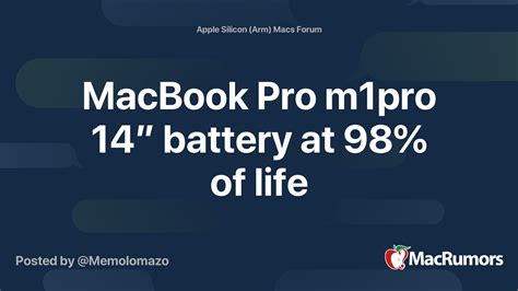 MacBook Pro m1pro 14” battery at 98% of life | MacRumors Forums