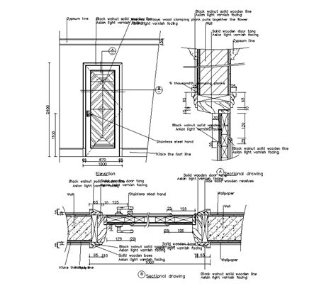 Wooden door section detail drawing derived in this file. Download this ...