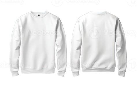 White sweater long sleeve front and back side mockup Template isolated on transparent background ...