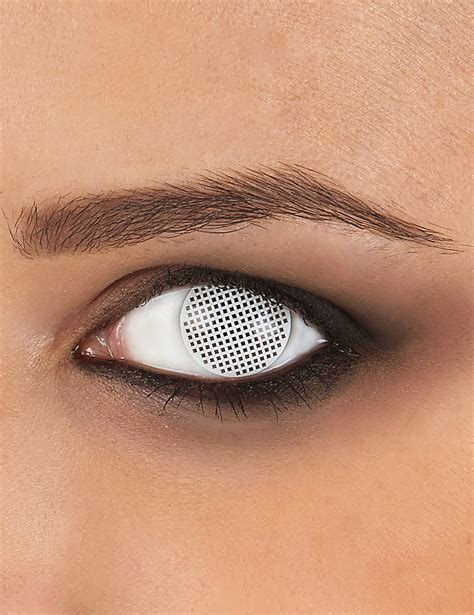 Lentilles fantaisie quadrillage blanc adulte : Deguise-toi, achat de Maquillage